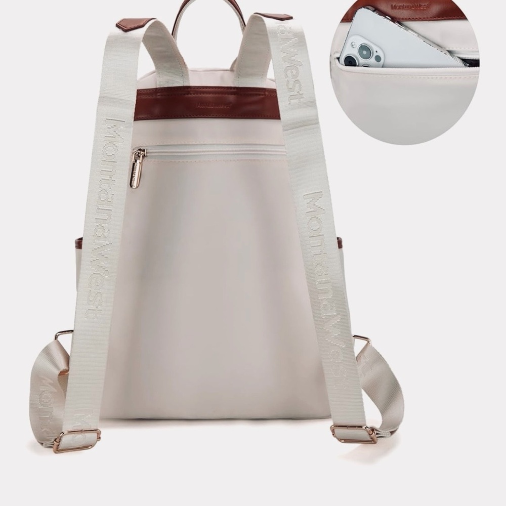 NWOT Montana West Medium Backpack for Women Lightweight Backpack Purse Beige - Picture 3 of 11